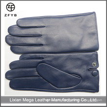 Navy blue color men's leather gloves in leather gloves&mittens